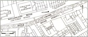 Fig.1 Site location plan based on Ashmead's map of 1855